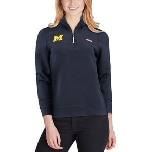 Women's University of Michigan Vineyard Vines Navy Quarter-Zip Pullover